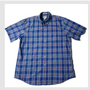 LL Bean Plaid Shirt Men's Large Regular Short Sleeve Button Up Wrinkle Resistant